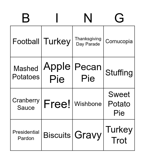 Thanksgiving! Bingo Card