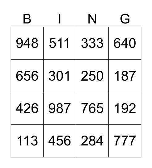 Alaki érték, valódi érték, helyi érték Bingo Card