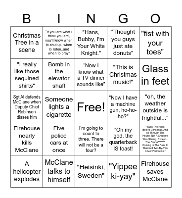 Die Hard Bingo Card