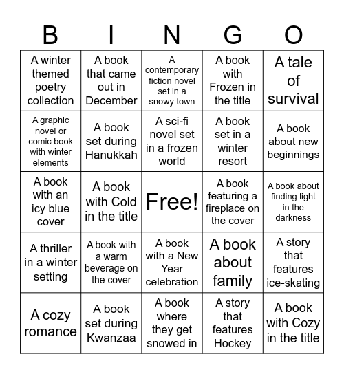 RIPMIKA Winter Book Club Bingo Card