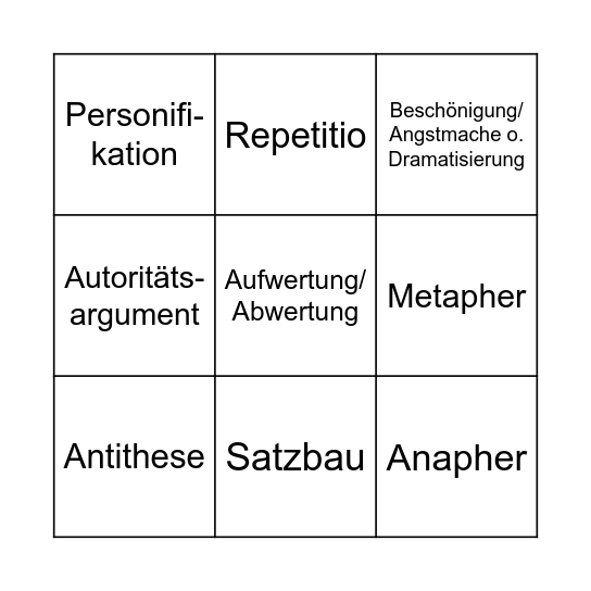 Redeanalyse Bingo Card