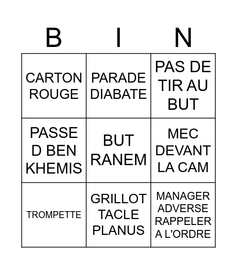 COUPE DE FRANCE Bingo Card