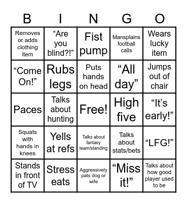 Football BINGO 17 Nov Bingo Card