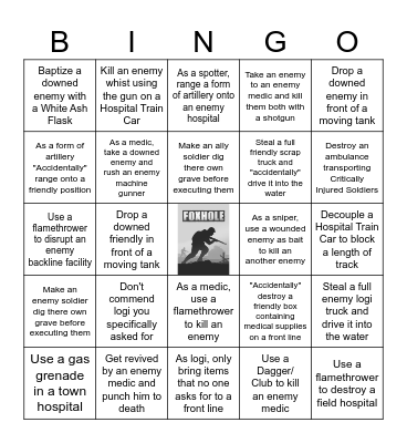 Foxhole War Crime Bingo Card