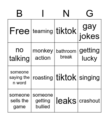 gang Bingo Card
