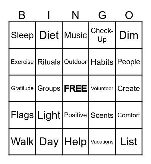 Seasonal Affective Bingo Card