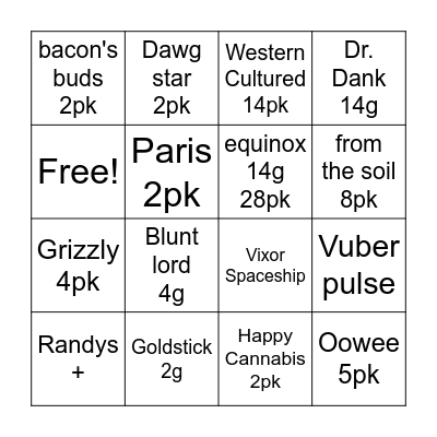 Joint Bingo Card