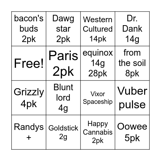 Joint Bingo Card