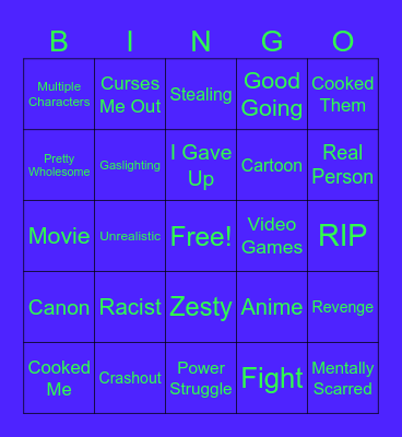 Character AI Bingo Card