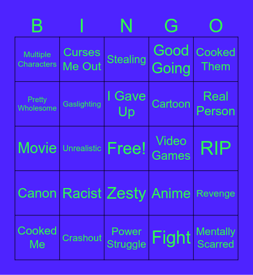 Character AI Bingo Card