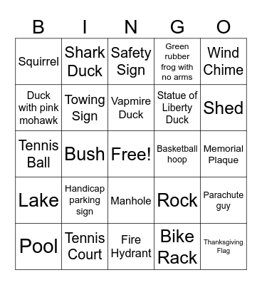 Outdoor Bingo Card