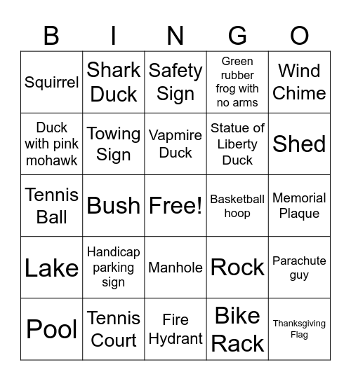 Outdoor Bingo Card