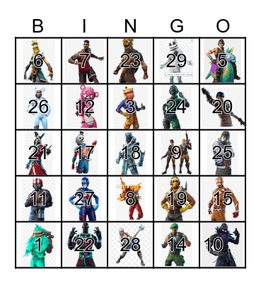 Fortnite Bingo Card