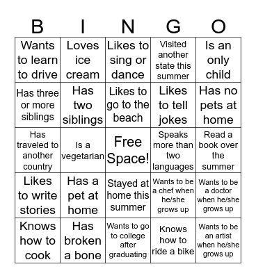 Find Someone Who... Bingo Card