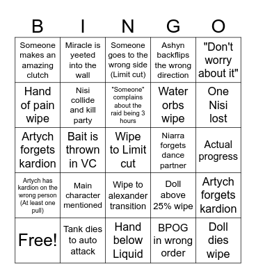 Wololo TEA Bingo Card