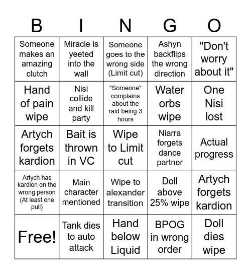 Wololo TEA Bingo Card