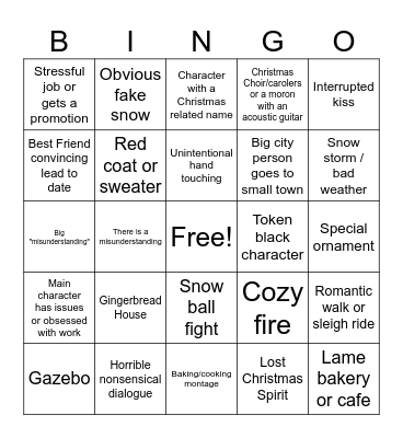 Hallmark Movie Bingo Card