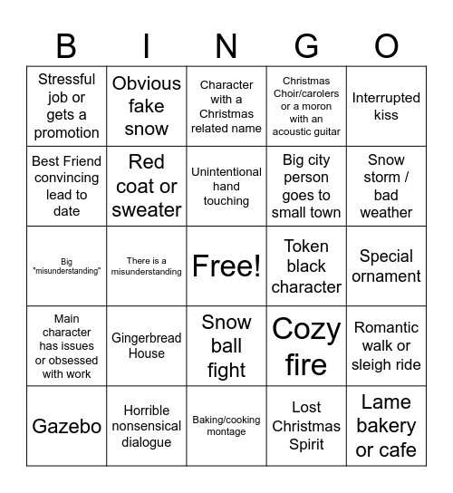 Hallmark Movie Bingo Card