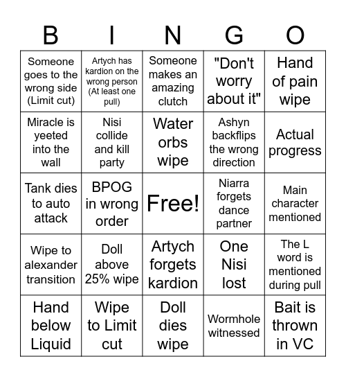 Wololo TEA Bingo Card