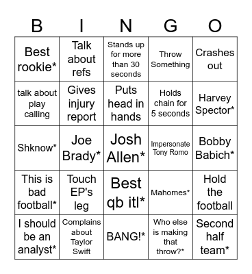 Unt Bingo Card