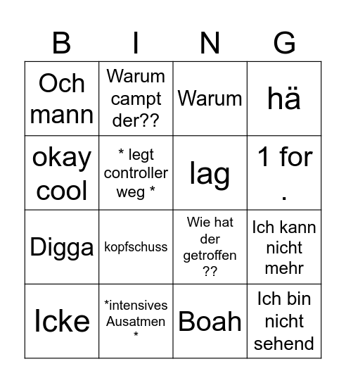 BF Bingo Card