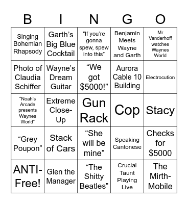 Wayne's World - Round 1 Bingo Card