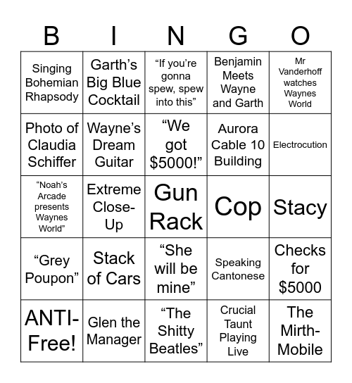 Wayne's World - Round 1 Bingo Card