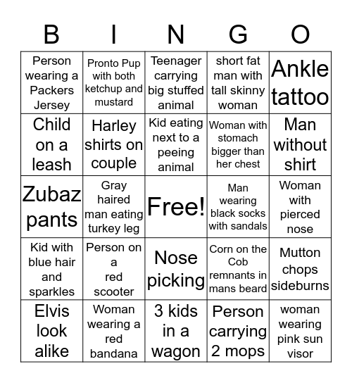 Minnesota State Fair Bingo Card