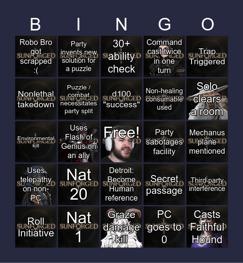 Sunforged Episode 49: Metal Gear?! Bingo Card