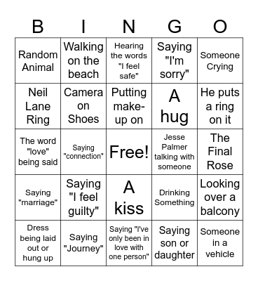 The Golden Bachelorette Finale Bingo Card