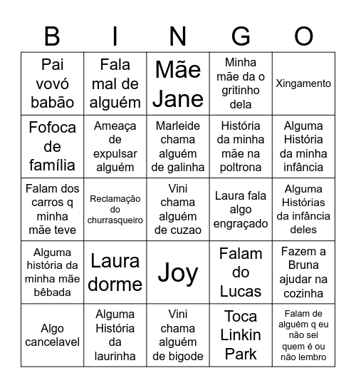 Bingo churrasco Bingo Card