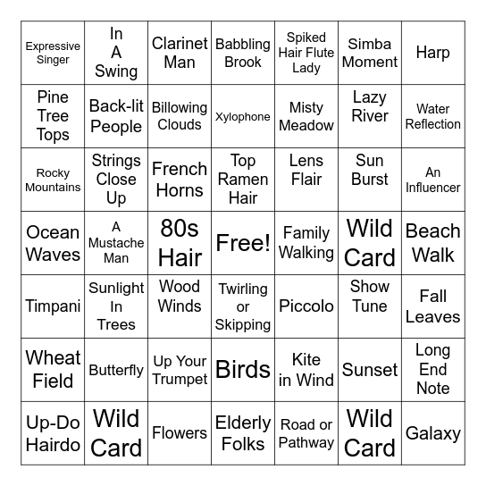 Music & The Spoken Word Bingo Card