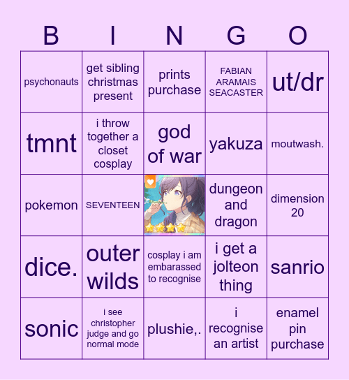 dt bingo Card