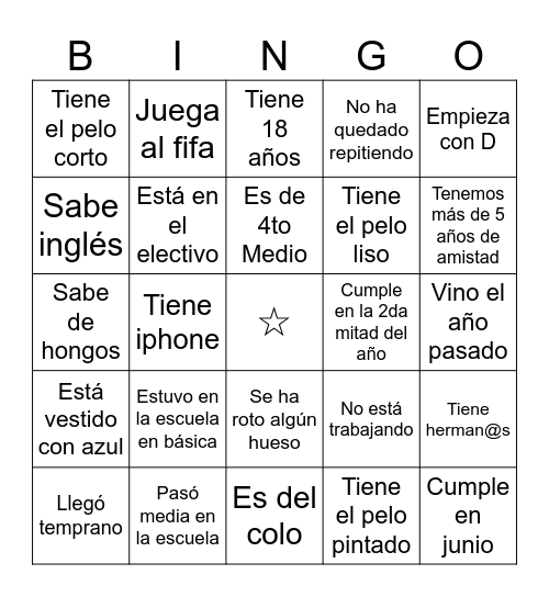 Bingosefina Bingo Card