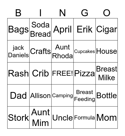 Natalie's Sprinkle Bingo Card