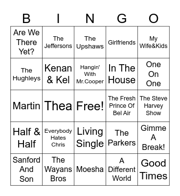 Black Sitcom Bingo Card