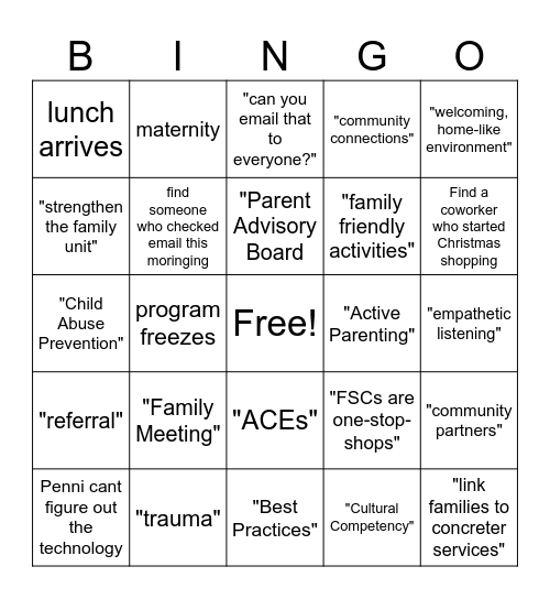 FSC Training Bingo! Bingo Card