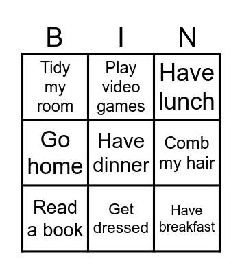 Regular activities Bingo Card