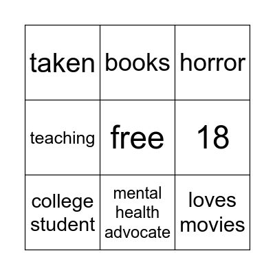 me Bingo Card