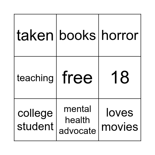 me Bingo Card