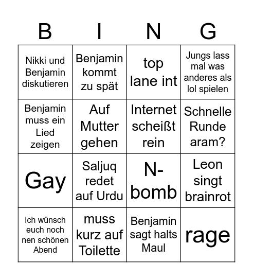 Squ Le Bingo Card