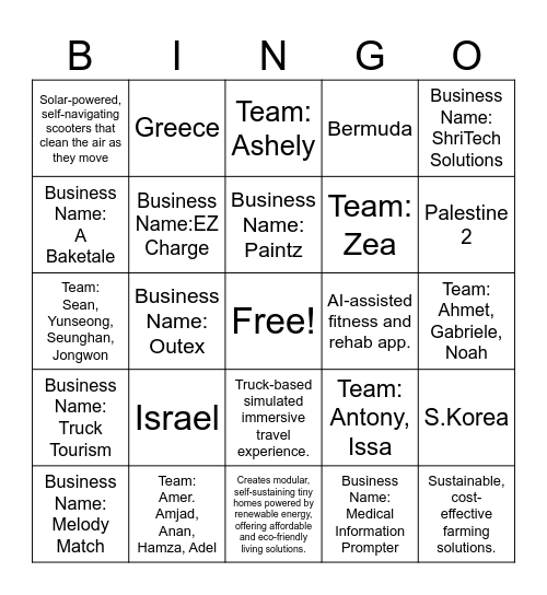 WYEC Bingo Card