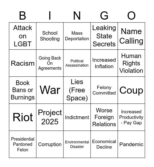 How Bad Can It Be Bingo Card