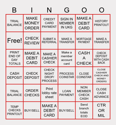 SERVICE LINE Bingo Card