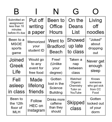 HEC-MSOE Bingo Card