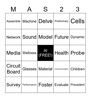 MAS Crit Day 2024 BINGO Card Bingo Card