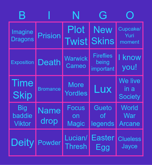 Arcane of legends Bingo Card
