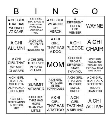 Take a picture with... Bingo Card