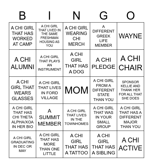 Take a picture with... Bingo Card