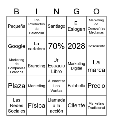 BINGO DE MARKETING Bingo Card
